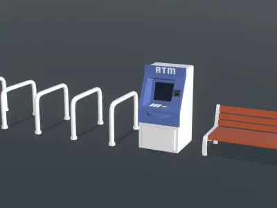 Low Poly City Street Essentials Pack Low-poly 3D model