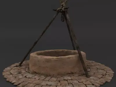 The Well tepee with sticks 3D model