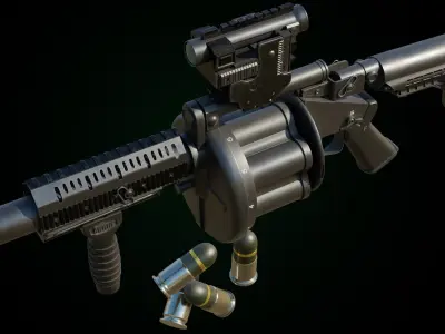  6 Grenade Launcher Black All PBR Unity UE Textures Included 