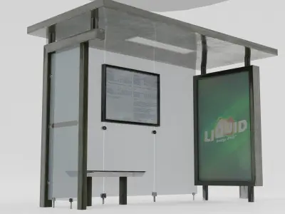  Bus stop Low-poly 3D model