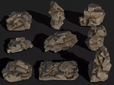 Mountain cliff Rocks - PBR Pack 01 Low-poly 3D model