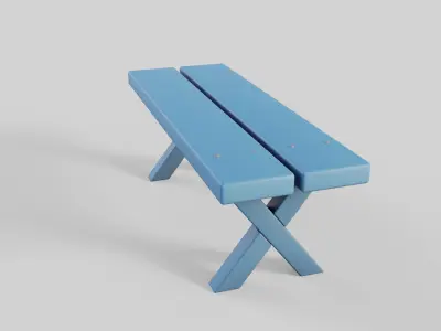 Cartoon Bench 2 Low-poly 3D model