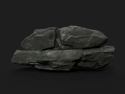 Low Poly Black Rock 230407 - Ultra HD 16K Texture  Low-poly 3D model