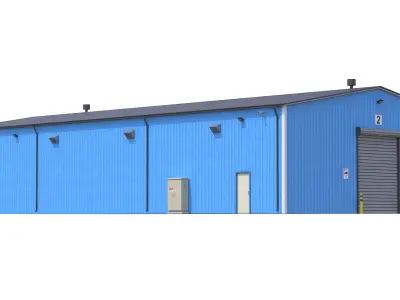 Industrial Building 7 Blue Low-poly 3D model
