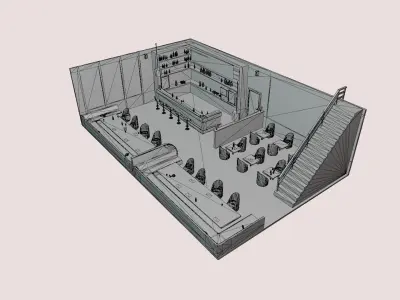A bar room with a light floor Free low-poly 3D model