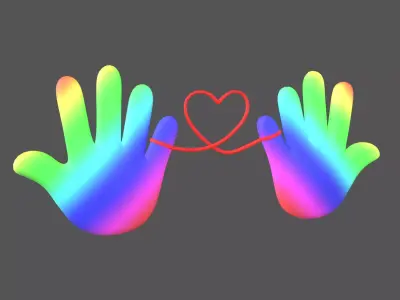 Hand with Red Line Icon v1 007 Low-poly 3D model