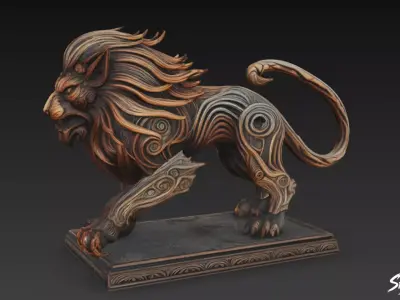 Lion Statue V35 Low-poly 3D model