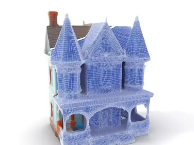Victorian Blue House model pack Low-poly 3D model
