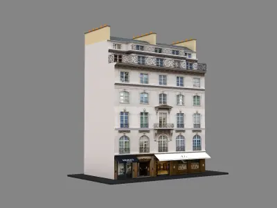 Typical Parisian Apartment Building 11 Low-poly 3D model