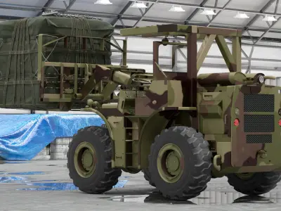  Pettibone Rough Terrain Military Forklift with Cargo Rigged 