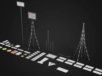 Signs For Subway Tunnels Low-poly 3D model