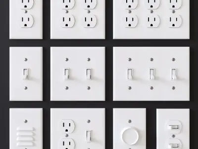 US electrical outlets and switches 3D model