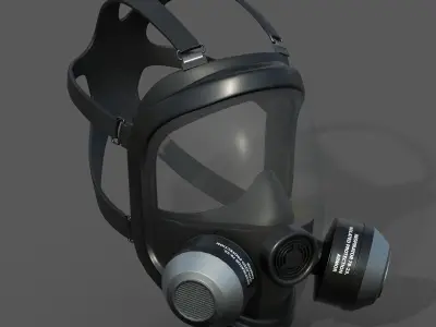 Gas mask helmet 3d model military combat low poly  Low-poly 3D model