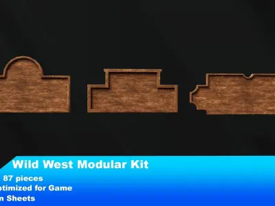 Wild west Modular Kit Low-poly 3D model