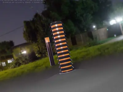 Dark Red Light-Column -26- Street-Light 9 Low-poly 3D model