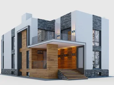 Cottage on three levels with a garage in the basement 3D model