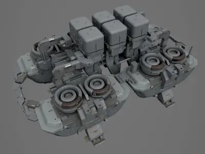 Scifi-543 spacecraft with two tanks 3D model