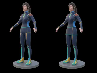 Sci-Fi Girl Character Model Low-poly 3D model