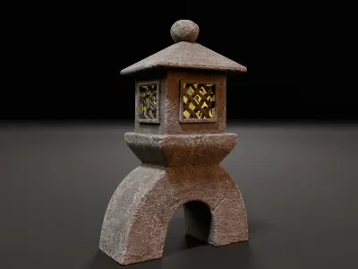 Asian Stone Lantern Low-poly 3D model