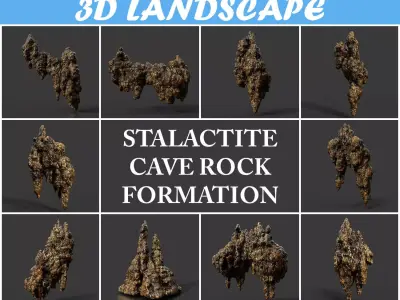 Low poly Stalactite Cave Rock Modular Pack C 2020 Low-poly 3D model