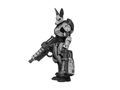 Doberman Cyborg Low-poly 3D model