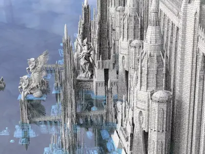 Huge Sci-Fi Future Utopian Aqueduct Arch City 3D model 3D model