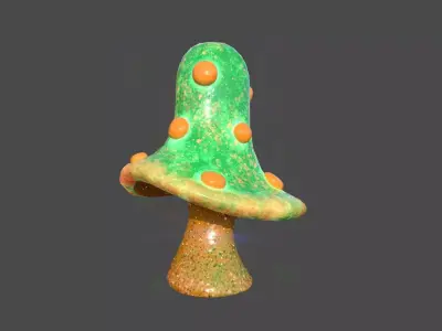 Fantasy Mushroom B09 Green Orange - Scene Backdrop Design Low-poly 3D model