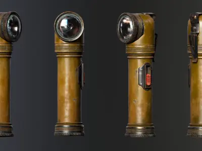 Military Flashlight 1924 Low-poly 3D model