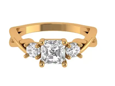 Cushion Solitaire Ring 3D print model get