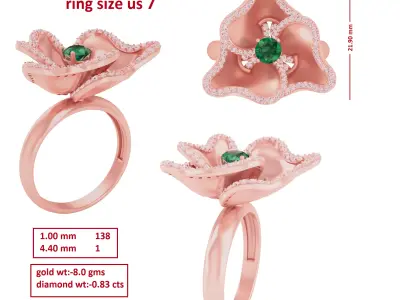 Diamond Ring for Women 3D print model 27