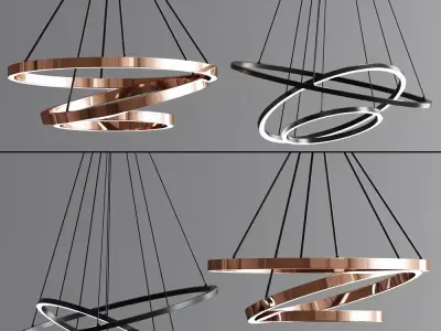 Modern Ring Pendant Light Set 3D model