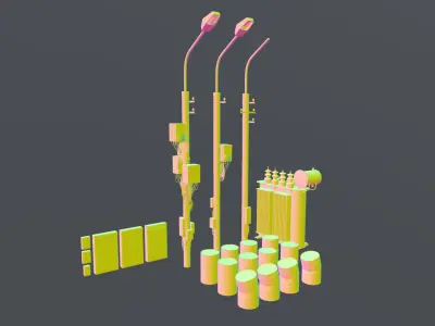 Set of low poly props Low-poly 3D model