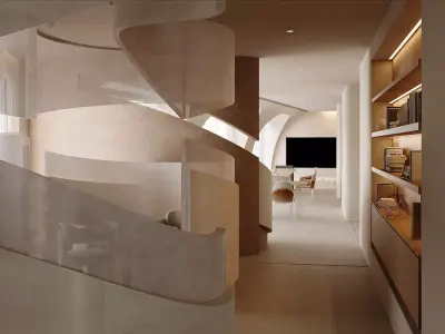 Minimalist Creamy Lobby and Reception 3D model