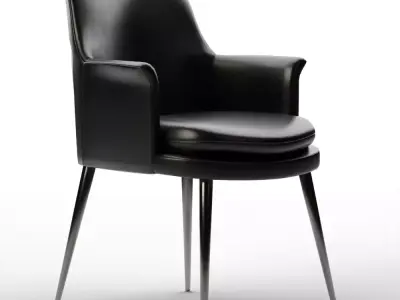 Open Box Finley Wing Dining Chair Sierra Leather Black Low-poly 3D model