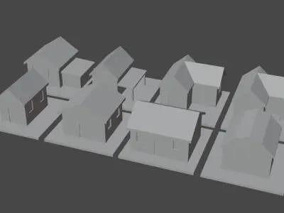 8 Lowpoly Houses 3d model Low-poly 3D model