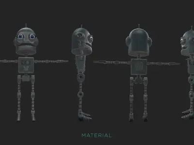Cute Round Robot Low-poly 3D model