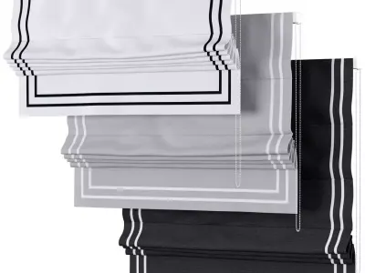 Roman Curtains 153 Linen Blend Flat Roman Shades Double ribbon 3D model
