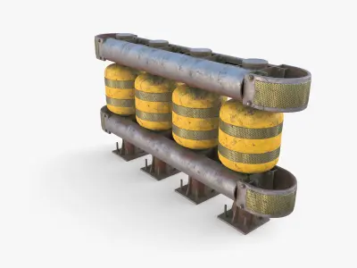 Tileable rolling barrier v2 weathered 3D model