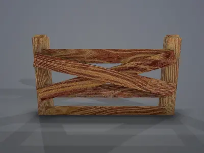 Wooden Fence  Low-poly 3D model