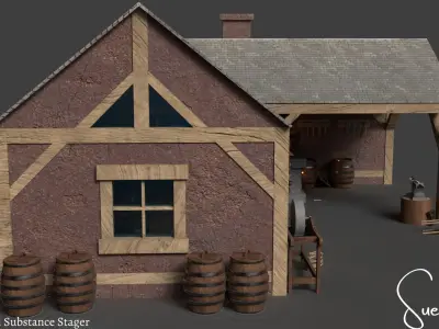 Medieval Blacksmith Set  Low-poly 3D model