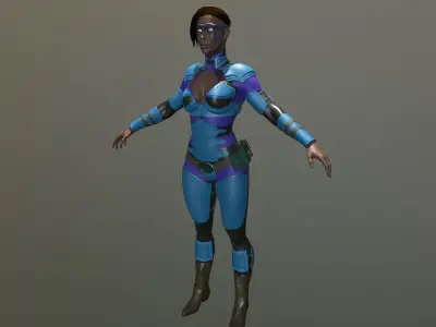 Superhero girl  Low-poly 3D model