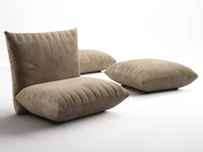Bellavita Armchair and Pouf 3D model