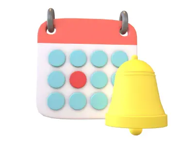 Calendar with Notification Bell Icon v1 001 Low-poly 3D model