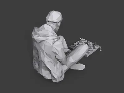 Street Chessplayer Low-poly 3D model
