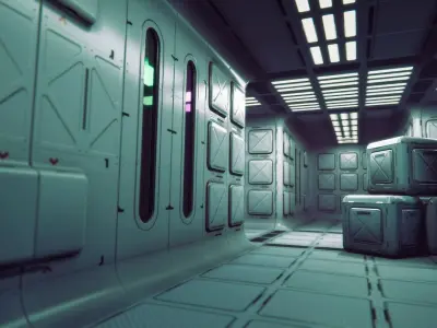 Sci-Fi  Level Design Corridor Blocks Modular Game-Ready PBR KIT Low-poly 3D model