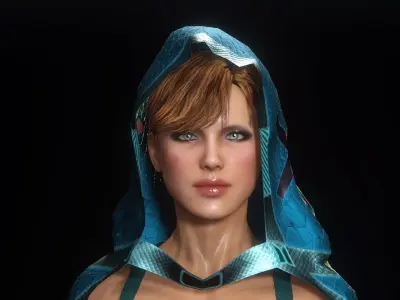 Realistic Sexy Cyber Assassin Low-poly 3D model