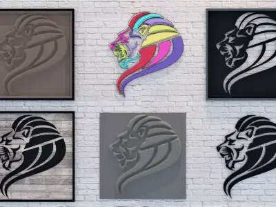Wall Design Lion Vector 3D model