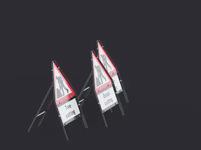 Triangular Road Cutting Works Signs 01 3D Model Pack