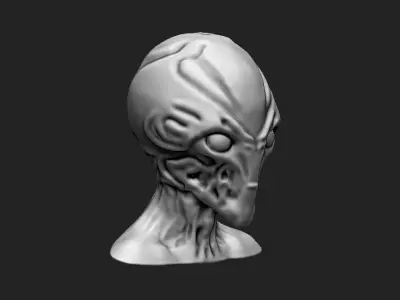 Alien Bust 6 - Extraterrestrial Sculpture STL File 3D print model