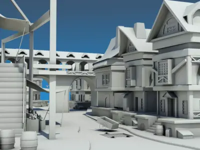 Medieval Street 3D Game Environment Low-poly 3D model